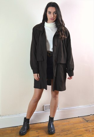 1990S VINTAGE DARK BROWN LINED AUTUMN JACKET