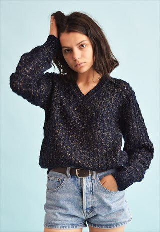 90'S RETRO GRUNGE JAZZY SHIMMER KNIT JUMPER TOP