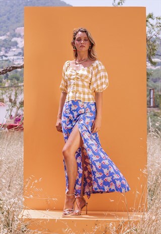 BLOOM FLORAL MAXI SPLIT SKIRT