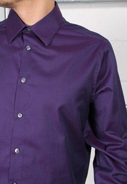 Vintage Calvin Klein Shirt in Purple Check Casual Top Large