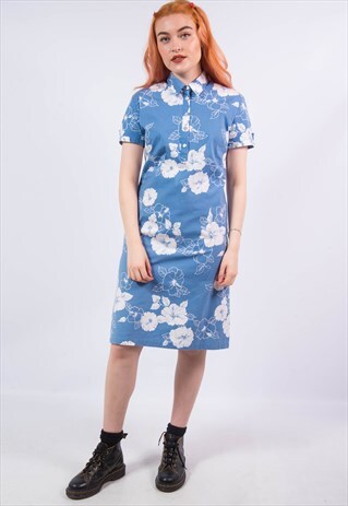 VINTAGE 90'S GANT BLUE FLORAL SHIRT DRESS