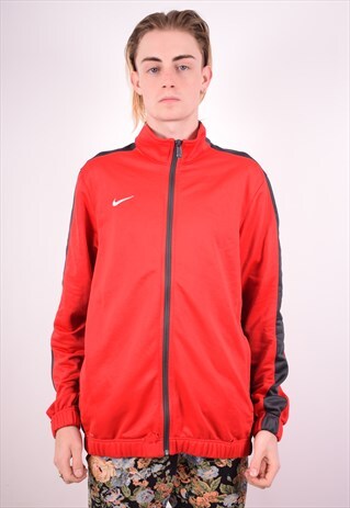 NIKE MENS VINTAGE TRACKSUIT TOP JACKET LARGE RED 90S