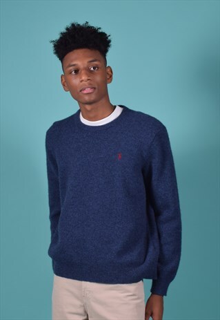 VINTAGE RALPH LAUREN BLUE KNITTED JUMPER