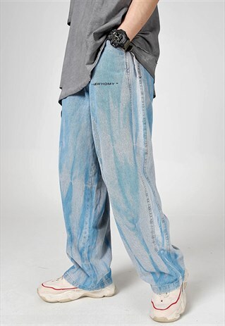 GRADIENT JEANS GRAFFITI INDUSTRIAL TIE DYE DENIM OVERALLS
