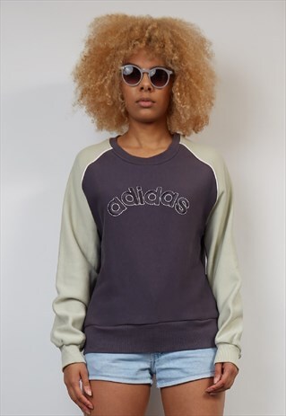 VINTAGE 90'S ADIDAS DARK GREY RAGLAN SWEATSHIRT