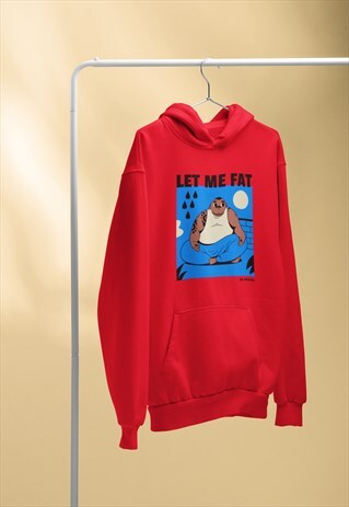 LET ME FAT YOGA MEDITATION RED HOODIE RETRO