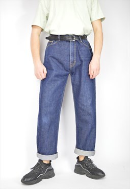Vintage dark blue BOSS denim straight Jeans trousers
