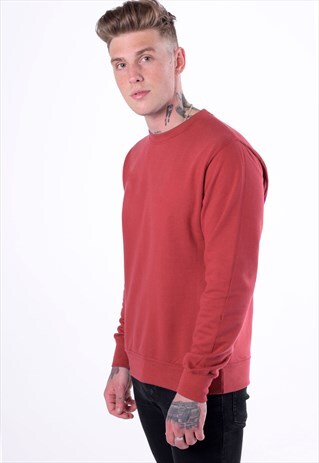 ESSENTIAL BLANK JUMPER SWEATER PULLOVER - FIRE RED