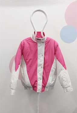 90s Vintage Shuss Ski Wear Jacket Pink White 