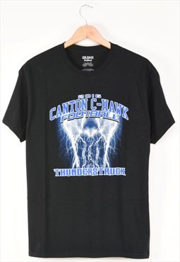 Vintage Gildan Canton C-Hawk Football Printed T-shirt - L