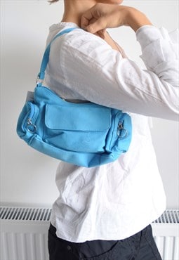 y2k aqua turquoise mini baguette shoulder bag 