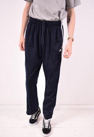 ADIDAS MENS VINTAGE TRACKSUIT TROUSERS LARGE NAVY BLUE 90S