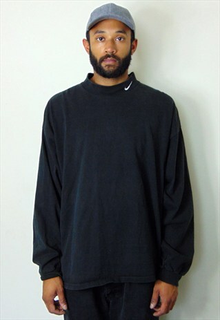 90S MINIMALIST SPORTWEAR FADED BLACK MOCK TURTLE NECK XXL