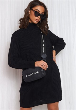 BLACK OVERSIZED JUMPER DRESS