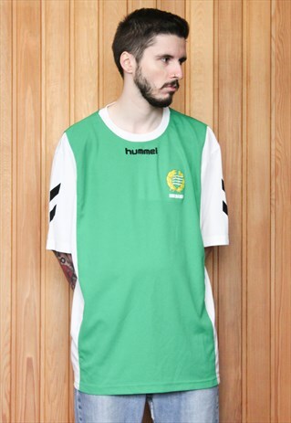 VINTAGE 1990S GREEN HUMMEL FOOTBALL SHIRT