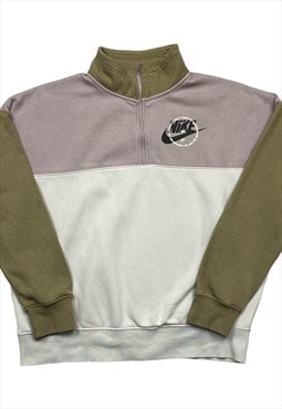 Nike Vintage Men's Khaki, Cream & Mauve 1/4 Zip OTH Sweater