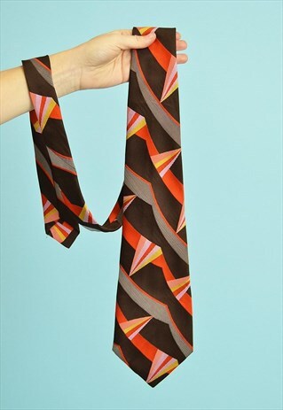 VINTAGE 70'S RETRO MOD PATTERN PRINT TIE