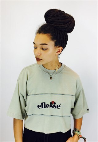 ELLESSE EMBROIDEREDTHICK COTTON CROPPED T SHIRT