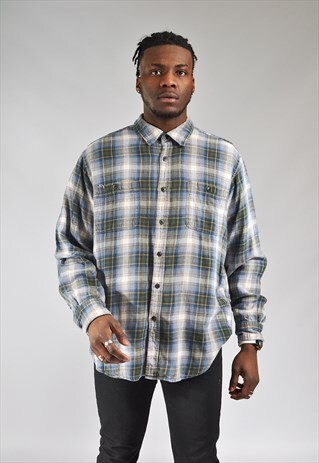 VINTAGE GREEN & BLUE CHECKED SHIRT