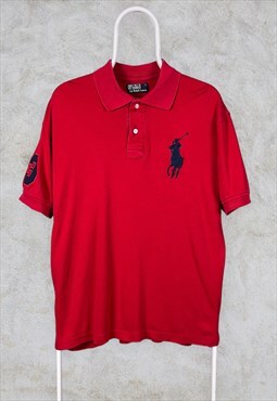 Vintage Ralph Lauren Red Polo Shirt Big Pony Logo Large