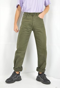 Vintage green denim straight Jeans trousers