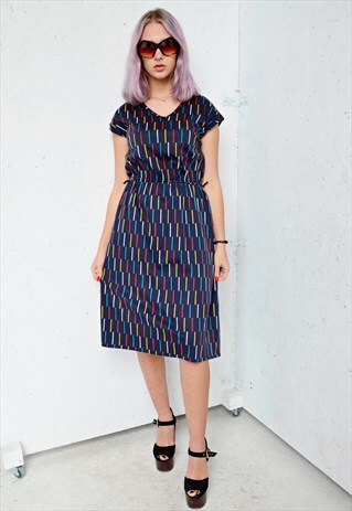 VINTAGE NAVY DRESS WITH STRIPES
