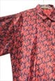 DEADSTOCK 90S RED/BLACK ELEPHANTS PRINTED BUTTON DOWN SHIRT