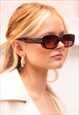 TORTOISE SHELL ROUNDED RECTANGLE 90S LOOK SUNGLASSES