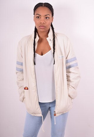 ELLESSE WOMENS VINTAGE PADDED JACKET LARGE OFF WHITE 90S