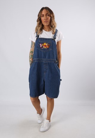 DENIM DUNGAREE SHORTS POOH TALL LENGTH VINTAGE UK 18 (5EG)