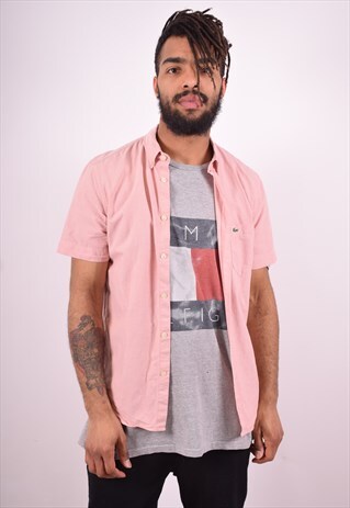LACOSTE MENS VINTAGE SHIRT MEDIUM PINK 90'S