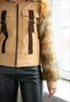 VINTAGE Y2K BROWN FAUX FUR SLEEVES JACKET