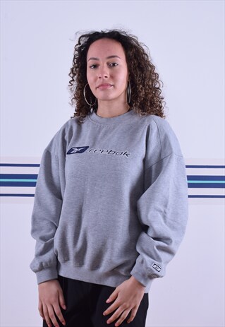 GREY REEBOK EMBROIDERED SWEATSHIRT