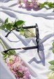 BLACK FRONT LENS CHUNKY SQUARE ANGLED SUNGLASSES