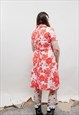 VINTAGE 70S CHIC ARROW COLLAR BOLD FLORAL SECRETERY DRESS