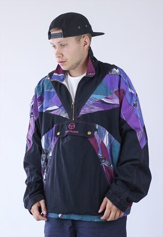 VINTAGE MENS SERGIO TACCHINI HALF ZIP ANORAK PULLOVER JACKET