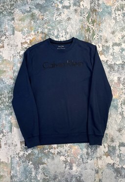 Navy Blue Calvin Klein Spell Out Sweatshirt 