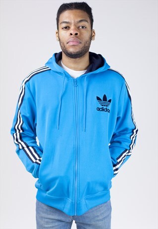 VINTAGE 90S ADIDAS BLUE HOODIE