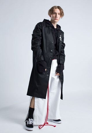 "GLOBAL WARMING" OVERSIZED RAINCOAT - BLACK