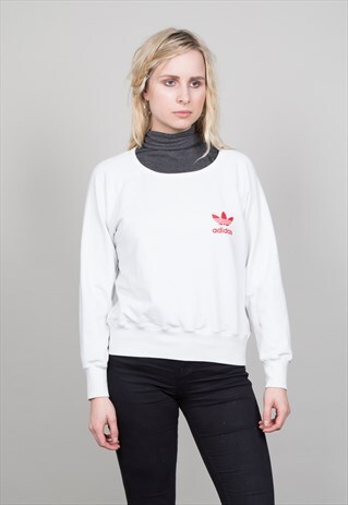 WHITE 90'S RETRO ADIDAS SWEATER