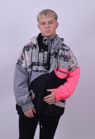 VINTAGE 90'S CRAZY PRINT SKI WINDBREAKER JACKET SIZE MEDIUM