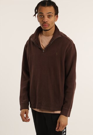 VINTAGE RALPH LAUREN EMBROIDERED 1/4 ZIP KNITTED SWEATSHIRT