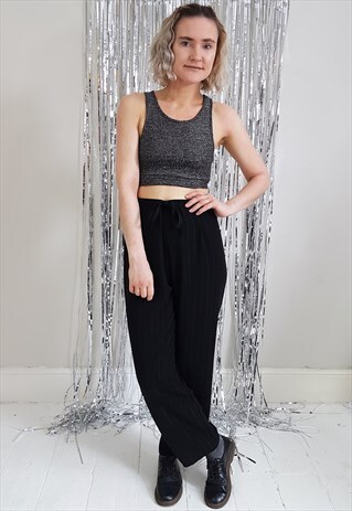 VINTAGE 90'S BLACK AND METALLIC SUBTLE STRIPPED TROUSERS