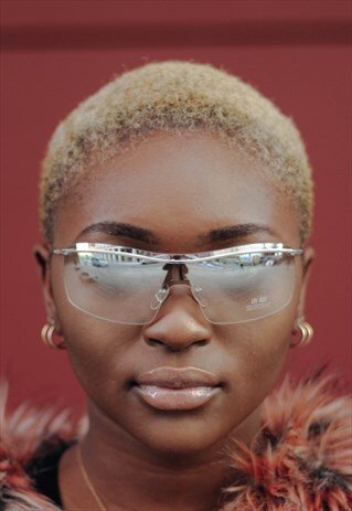 SIREN CLEAR RIMLESS VINTAGE SUNGLASSES RETRO 80S 90S