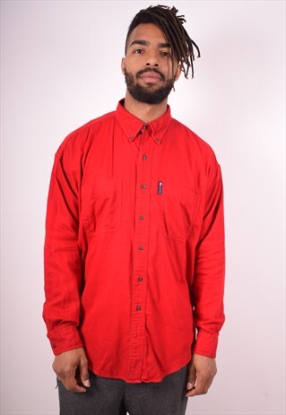 CHAPS MENS VINTAGE SHIRT LARGE RED 90S