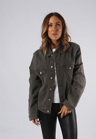VINTAGE DENIM JACKET OVERSIZED FITTED UK 14 LARGE (QDZ)