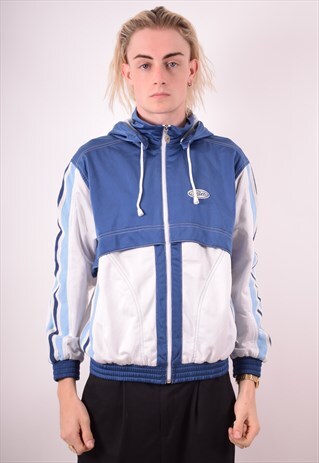 LOTTO MENS VINTAGE HOODED JACKET LARGE BLUE 90S