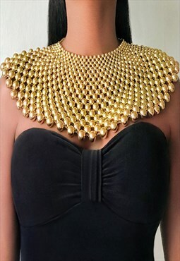 ASYUT Statement African Gold Beaded Necklace