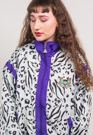 VINTAGE ANIMAL PRINT SHELL BOMBER JACKET