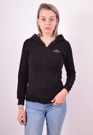 LEVI'S WOMENS VINTAGE HOODIE JACKET MEDIUM BLACK 90'S